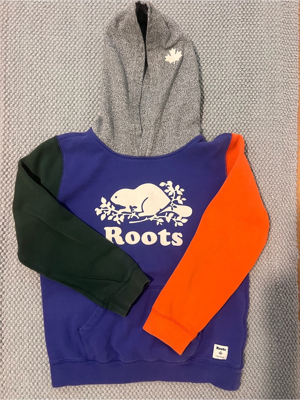 Roots Kids Colorblock Hoodie in Purple, Gray, Green & Orange